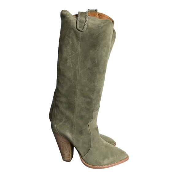 Isabel Marant Denvee Boots Wns 10 beige/Green Suede Tall Cool Girl Western - Picture 7 of 13